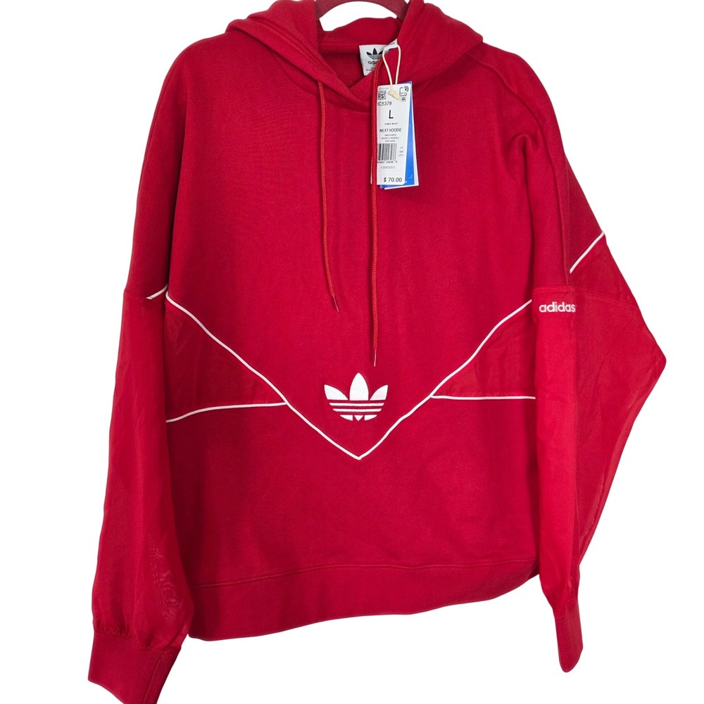 adidas Originals Next Hoodie Women's Large Red Better Scarlet Trefoil IC5379